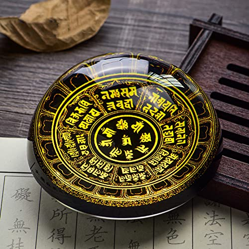 Kristallkugel buddhistisches Muster Halbkugel Glas Briefbeschwerer Heimdekoration Ornamente Kugel Miniatur kreative Geschenke