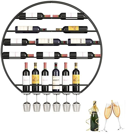 Botellero Vino Pared Para Vinoteca Mueble Bar Botellero Vertical Wine Rack Estanteria Pequeña para Barra Bar Garrafeira de Vino Cocina Despensa Bodega Bar con Soporte para Copas ( Color : Nero , Size