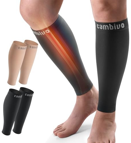 CAMBIVO Wadenbandage, Waden Kompression 2 Paar，Kompressionsstrümpfe Damen Herrn, Stützstrümpfe für Sport, Fussball, Laufen,Schwellung, Erholung