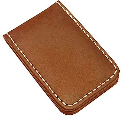rockible Billetera de Cuero con Clip para Dinero y Tarjetas, Cartera práctica para Hombles y Mujeres, Brown_60x41x8mm