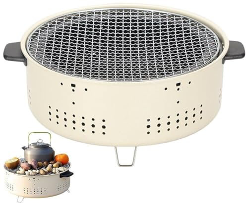 Hrippy Barbecue De Table Ronde Poêle À Charbon De Charbon Portable Grill Portable Grill pour Table De Cuisine Intérieure en Plein Air Camping Jardin