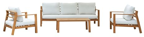 AXI Orla Lounge Set mit Gartenbank, Tisch und 2 Loungestühlen | Garten Loungeset 4-teilig aus Aluminium in Holz Look | Gartenmöbel/Loungemöbel Set für 5 Personen
