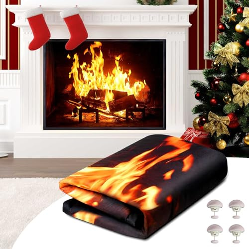 CADARA Magnetic Fireplace Draft Cover, Fireplace Blocker Blanket Stops Heat Loss, Adjustable Fire Place Draft Stopper Save Energy for Indoor Iron Frame 36 W x 24 H