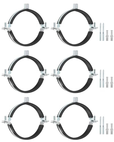 sourcing map 10 Pcs Adjustable Pipe Bracket Clamp, 4(102mm) Wall Ceiling Mount Split Ring Pipe Hanger Galvanized Iron Pipe Strap Support with Screw & Expansion Tube for Pipe Tube