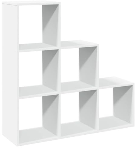 vidaXL Raumteiler Bücherregal 3-stufig Weiß 99x29x99 cm Holzwerkstoff