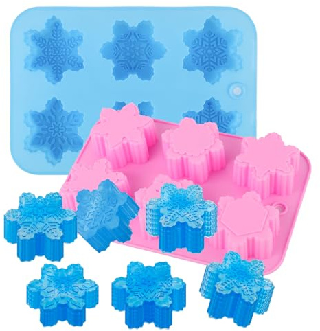 2 Stück Schneeflocken Silikonformen, Weihnachtliche Schneeflockenformen Schneeflocken Kuchenform Schokoladenformen aus Silikon für Schokolade Pudding Eis Weihnachtsparty Kuchendekoration