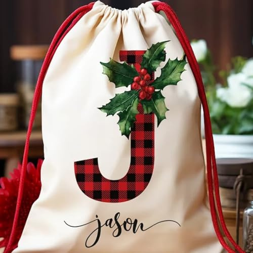 Bocheng Personalisierter Weihnachtsmannsack, personalisierbares bestes Geschenk, zur Aufbewahrung von Weihnachtspaketen, Weihnachtsfeierzubehör (1 Stück, 30 x 40 cm)