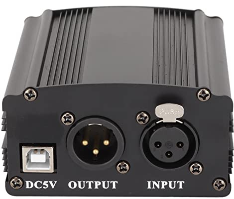 Phantomspeisung für Mikrofon, Mikrofon Mikrofonvorverstärker 48V Phantomspeisung mit USB-Kabel XLR 3-polig für Jedes Kondensatormikrofon Musikaufnahmegerät