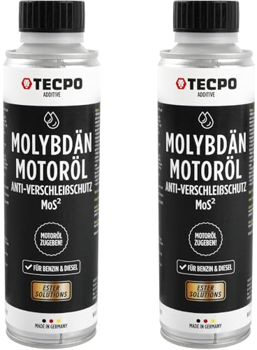 TECPO 2x Molybdän Additiv, 300ml Anti Reibung Verschleiß MoS² für Motoröl Getriebeöl