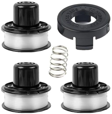3 Pcs Grass Trimmer Line Spools Compatible with Black & Decker GL250, GL310, GL360, Autofeed Replacement Spool Wire (3Spools + 1 Cap + 1 Spring)
