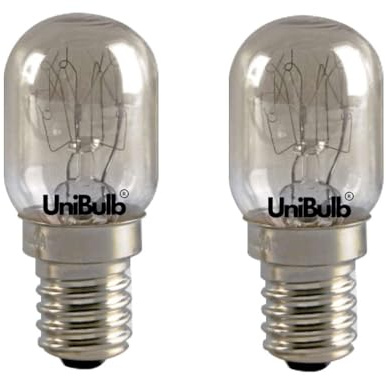 Unibulb E14 SES Halogen Fridge Light Bulbs, 60 Lumens, 15W, 2800K Warm White, Dimmable, Pack of 2