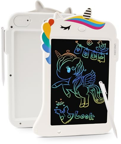 Unicorn Toys LCD Writing Tablet for Girls Kids,Colorful Toddler Drawing Tablet for Educational Baby Girl, Doodle Board Pad Toy for 3 4 5 6-12 Years Old Kid Birthday Party School, 8.8 Inch White