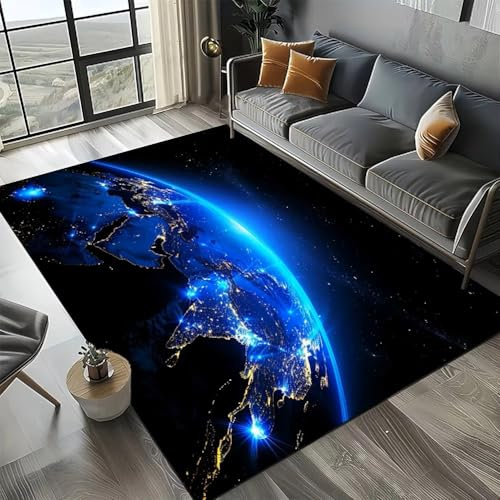 PEIHUODAN Gaming Teppich Wohnzimmer Weltraum Thema Cool Galaxy Star 3D Muster rutschfest Waschbar Mädchen Jungen Kinder Gamer Teppich Kinderzimmer Jugendzimmer Deko (Farbe 2,140x200cm)