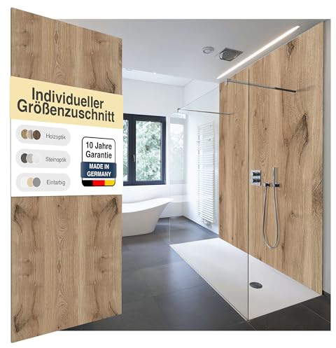 WALLando Paroi arrière de douche de qualité supérieure, découpe personnalisée - Revêtement mural facile à monter pour douche et salle de bain - Paroi de douche en PVC de qualité supérieure, unie et