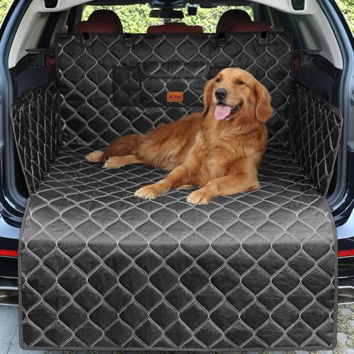 KYG Kofferraumschutz Hund Gesteppte Hundedecke & Schutzmatte mit Seiten- und Ladekantenschutz, Wasserdicht, Kratzfest, Universell für Auto-Kofferraum Pflegeleicht All Schwarz
