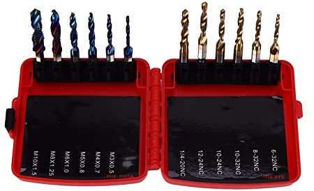 Marhynchus Bit di Trapano a Rubinetto Combinato Efficiente Impostare Acciaio Ad Alta velocità, Durevole Gambo Esadecimale 1/4 Pollici con TI Placcato per la Perforazione, il Tocco, il