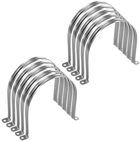 10pcs 6 Inch (150mm) U Shaped Brackets, Pipe Brackets & Clamp | Downpipe Bracket, 201 Stainless Steel Rigid Pipe Strap for Tube Hose Fixing