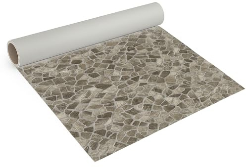 Internethandel Pfordt CV Bodenbelag Bruchstein Grau, 300x200 cm, pflegeleichter PVC Vinylboden, Meterware für Küche und Wohnzimmer