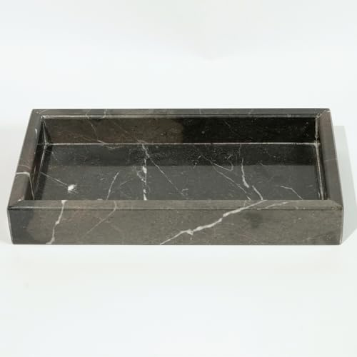Piedra Viva Marmortablett/Marmorplatte Schwarz – Handgefertigt aus echtem Marmor, rechteckig, vielseitig für Badezimmer, Küche & Wohnbereich