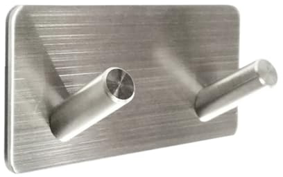 VILLFUL Ganci Adesivi Doppi in Acciaio Inox Spazzolato Impermeabili e Antiscivolo Porta Asciugamani e Appendini per Bagno e Cucina Facili da Installare Senza Forare Supporto Robusto per