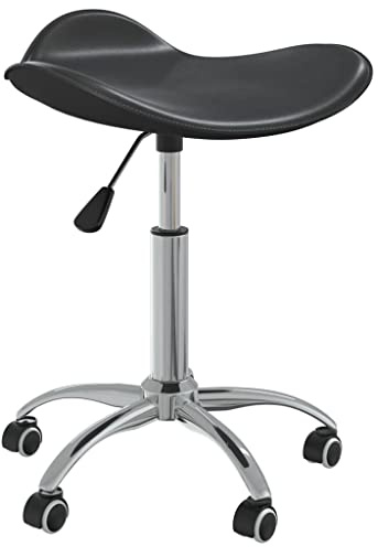 Fangmaliuyun Bürostuhl Schwarz Kunstleder 44 cm Drehstuhl mit Gasdruckfeder Höhenverstellbar 46-57 cm Robuster Home Office Chair for Arbeitszimmer Schlafzimmer