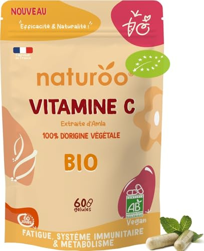 Vitamine C à base d'Amla bio Naturelle et Végétale, 60 gélules (1 à 2 mois) | Premium & Vegan, Haute Concentration, Immunité, Fatigue & Antioxydant | Pour Hommes et Femmes | Extraits d'amla bio