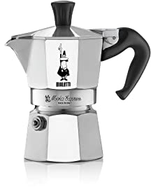 Bialetti Caffettiera Moka Express 2 Tazze, Manico anti scottatura, Non adatta a induzione, (90 ml), Alluminio