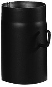 Kamino-Flam Tuyau de Poêle avec Clé de Tirage Ø 150 mm, Tube Droit Longueur 250 mm en Acier Laqué Senotherm, Conduit de Cheminée avec Régulateur de Tirage, Noir