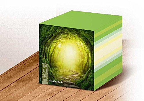 Notizwürfel Märchenwald Notizzettel Schreibtisch Papier Foto Baum Märchen Motiv 950 Blatt grün gelb
