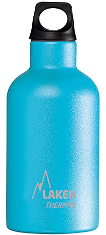 Laken - Bottiglia termica in acciaio inox, mod. Futura, di capacità: 0,35 litri, colore: azzurro, con bocca stretta