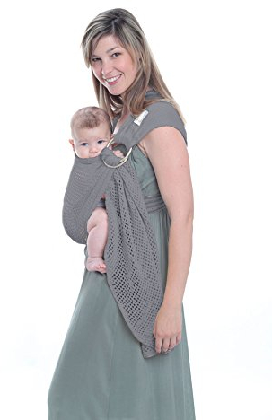 Amarsupiel |Ergonomisches Babytragetuch mit Ringen und Netz | Ring Sling Babytrage |Made in Spain | OEKOTEX Zertifikat |grau