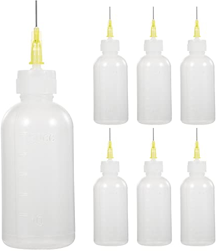 ULTNICE 6 StüCk PräZisions-Nadelflaschen Set, 50Ml Kunststoffflasche Mit Metallspitze, Ideal FüR SchmieröL, Klebstoff Und FlüSsigkeiten, Perfekt FüR Reparaturen Und PräZisionsarbeiten