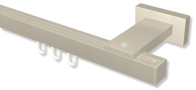 Interdeco Innenlaufstange eckig/Gardinenstange Satin-Silber 20x20 mm Quadline Sono, 200 cm