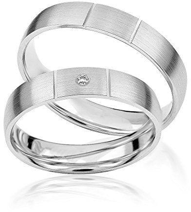 2x Platin Eheringe Partnerringe Trauringe Verlobungsringe inkl. Gravur und Steine PTJC16-600