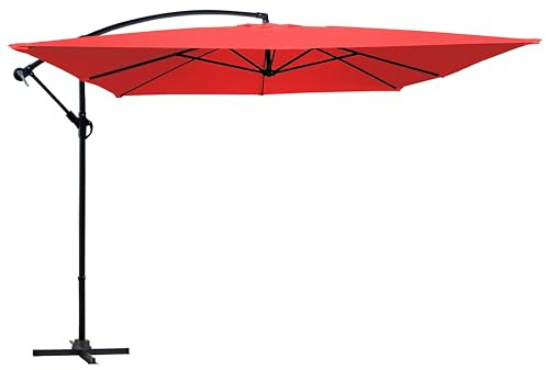 Oviala Parasol déporté 3x3m Acier Rouge