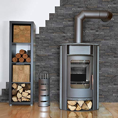 Hiser 14 Pièces Adhésive Décorative à Carreaux pour Salle de Bains et Cuisine Stickers Carrelage, 55x13.5cm Style de Brique en Pierre Imitation 3D PVC Auto-adhésifs Décoration (Brique Noire)