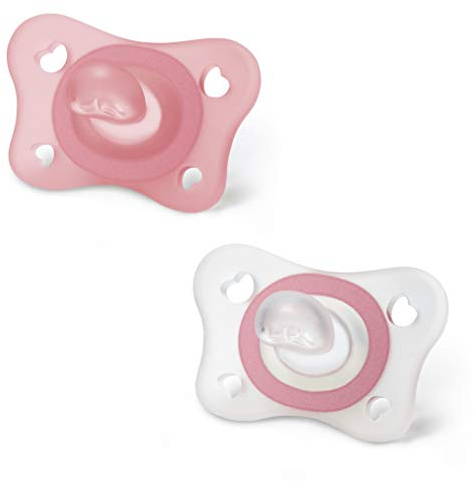 Chicco PhysioForm Schnuller aus Silikon 2-6 Monate, 2 Stück, Set aus Gummi 0-2 Monate, unterstützt die physische Atmung und fördert die korrekte Entwicklung des Mundes, Rosa