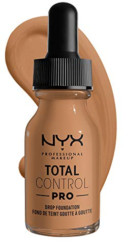 NYX Professional Makeup Total Control Pro Drop Foundation, Flüssiges Make up, Individuelle und aufbaubare Deckkraft, Vegane Formel, True-to-Skin Finish, 13 ml, Farbton: Golden Honey