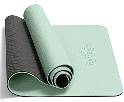 CAMBIVO Yogamatte 183x61cm, Sportmatte Dicke 8mm, Gymnastikmatte TPE Rutschfest & Gepolstert, Pilates Matte mit Tragegurt, Fitnessmatte Trainingsmatte Turnmatte Zuhause