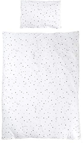 ROBA - Biancheria da letto 2 pezzi, Sternenzauber grau, 100 x 135 cm, 100% cotone, copripiumino e federa