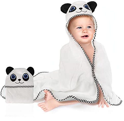 Ecomky Asciugamano per bebè con cappuccio, 100% cotone, progettato in Spagna, regalo per neonati e bambini da 1,2, 3 e 5 anni, unisex, 90 x 90 cm, morbido e assorbente, 0 – 5 anni