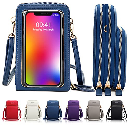 Goopai Small Crossbody Bag For Women Large Touch Screen Cell Phone Purses and Wallet,3 Main Pockets with Card Slots,2 detachable straps, Lightweight Travel Handbag