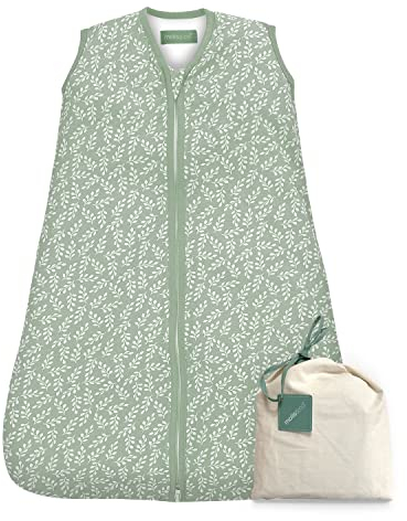 molis&co - Baby Schlafsack ärmellos - Ideal für den Winter - Babyschlafsack tog 2.5 ohne Ärmel - 100% Baumwolle (Oeko-TEX 100), Premium Qualität - Green Garden (85 cm, 6-18 Monate)