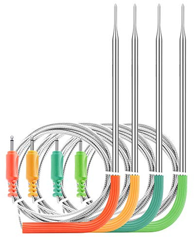 Inkbird WiFi Meat Thermometer IBBQ-4T Replacement Colored Probe 4-Pack Kit only Compatible with Meat Thermometer IBBQ-4T (Only for IBBQ-4T thermometers)