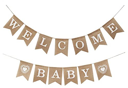 Aabellay - Banderol de arpillera con letras y letras de color con 13 banderines para casa, recepción, baby shower.