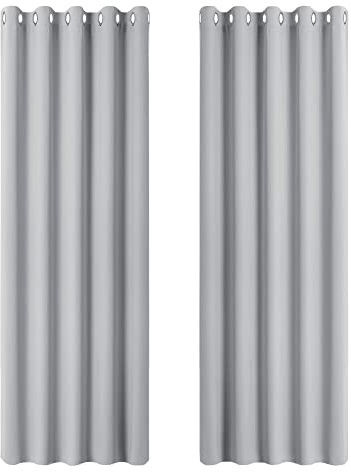 PONY DANCE Verdunklungsgardine Grau Thermovorhang Hitzeschutz mit Ösen | 2er Set, H228 x B167cm, Silbergrau, Blickdichter Vorhang, Sichtschutz, UV-Schutz, für Schlafzimmer Wohnzimmer Kinderzimmer