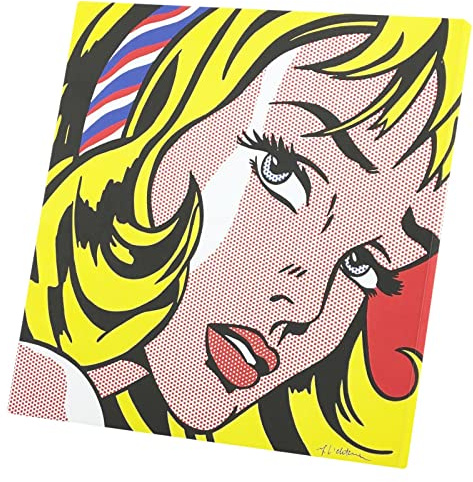 French Unicorn Girl With Hair Ribbon/By Roy Lichtenstein/Pop Art/Comics Leinwanddruck (40 cm x 40 cm)