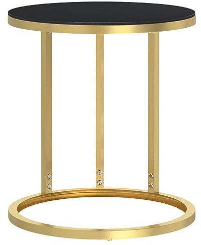 vidaXL Beistelltisch Couchtisch Wohnzimmertisch Sofatisch Kaffeetisch Tisch Wohnzimmer Teetisch Ablagetisch Telefontisch Golden Schwarz 45 cm Hartglas