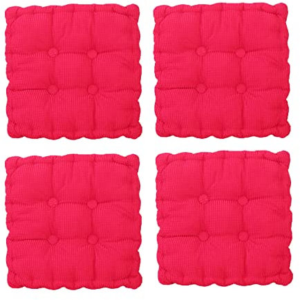 Stuhlkissen 6er Set, Sitzkissen Set, Quadratisch Dick Sofa Sitzauflage Gartenkissen Stuhl Bodenkissen Kinder Groß, Stuhlauflagen für Drinnen und Draußen, Zuhause, Auto, Büro ( pink 45cm/17.7inch)