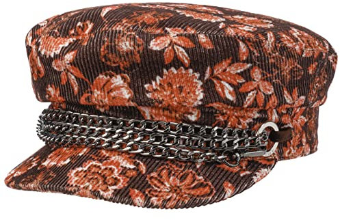 Alfonso D’Este Flower Fine Cord Elbsegler Elbseglermütze Baker-Boy-Mütze Schirmmütze Schildmütze Damen - Made in Italy mit Schirm, Futter Herbst Sommer Frühjahr Winter Frühling-Sommer Herbst-Winter -